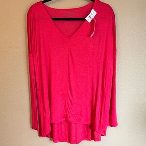 NEW! LOFT Bright Pink Long Sleeve Tunic Top LARGE